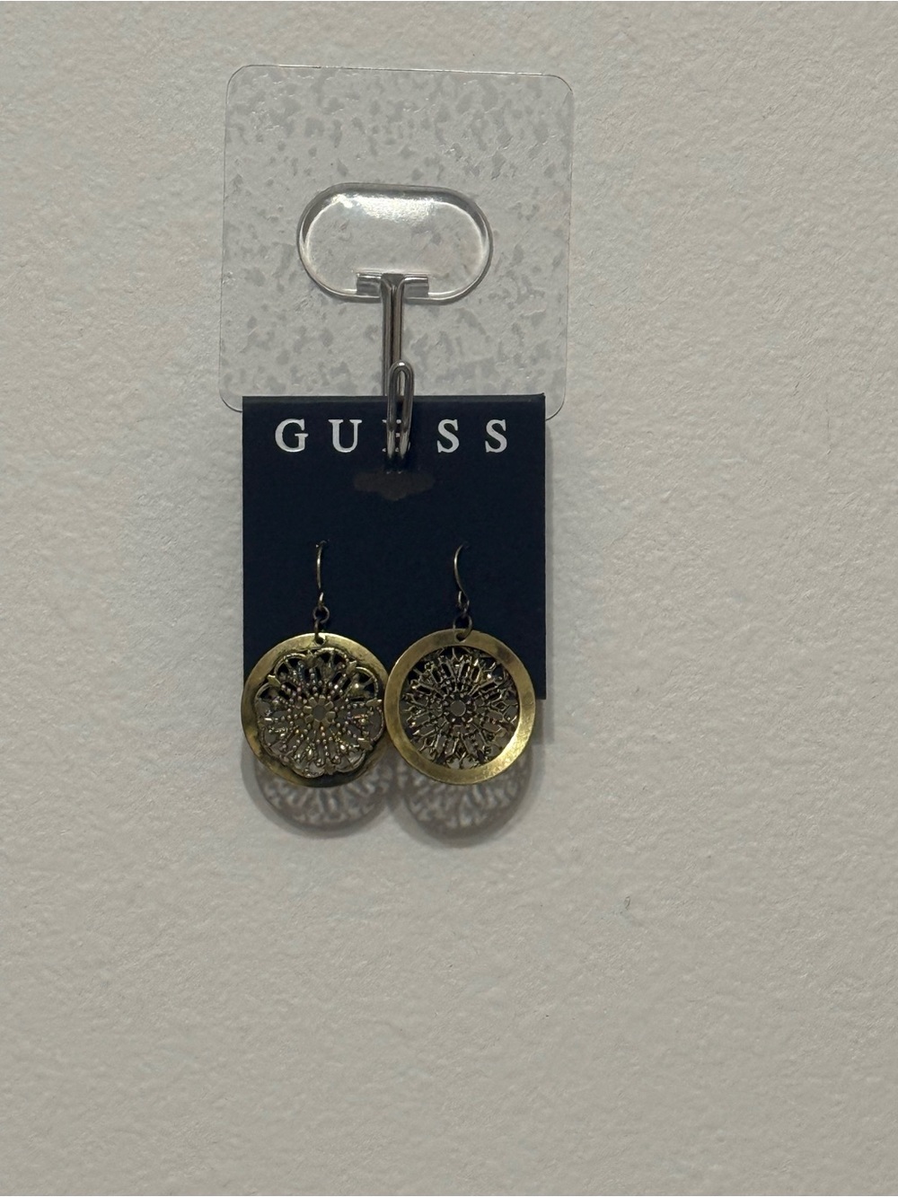 Guess Gold-Tone Filigree Circle Drop Earrings